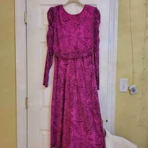 Lilly Pulitzer Vibrant Pink Long Sleeve Dress Size L, Been Hemmed On Length